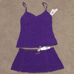 Kenneth Cole tankini and skirt bottom set sz 8 NWT